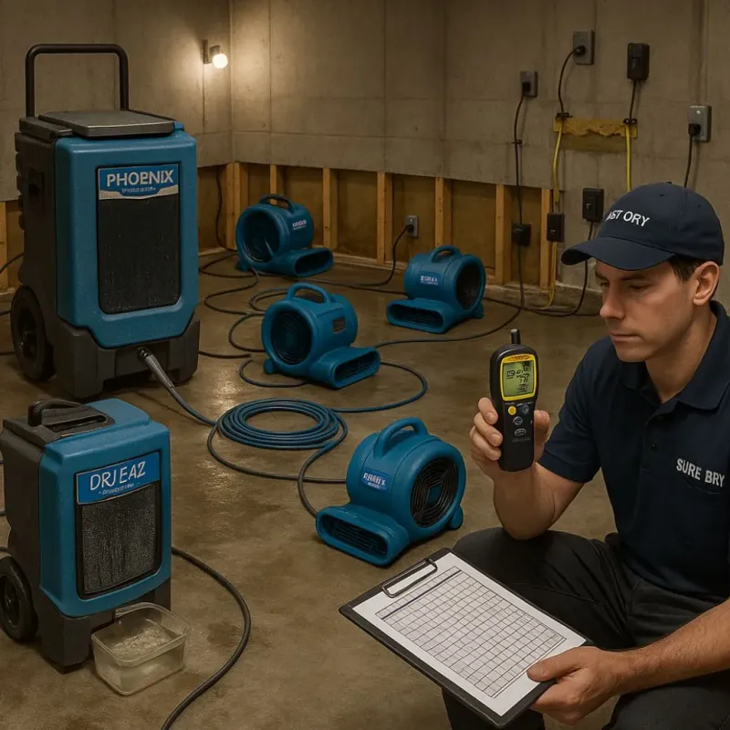 Structural Drying and Dehumidification process in Archdale, NC